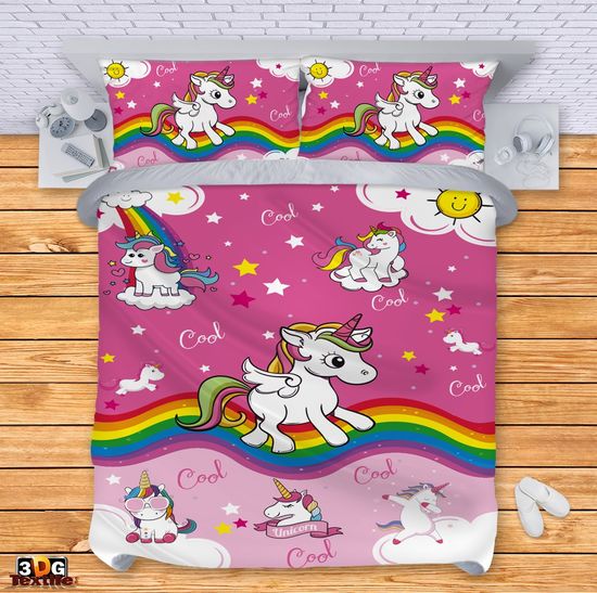 Комплект чаршафи с 3D дигитален дизайн - Еднорог - Unicorn