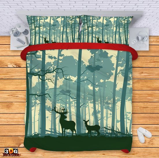 Сет за легло с 3D дигитален принт -  Елени в гората - Deer in Forest 2