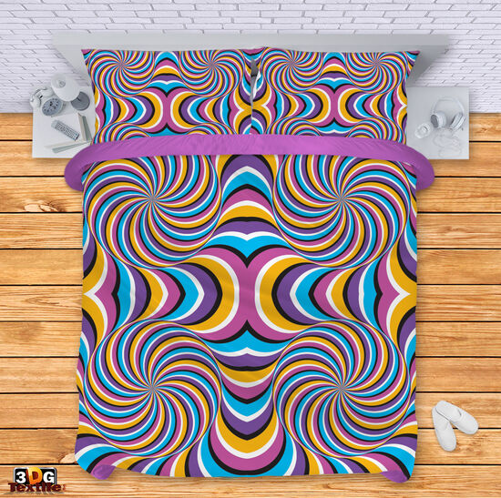 Сет чаршафи с 3D дигитален дизайн -  Цветно - Colorful 3