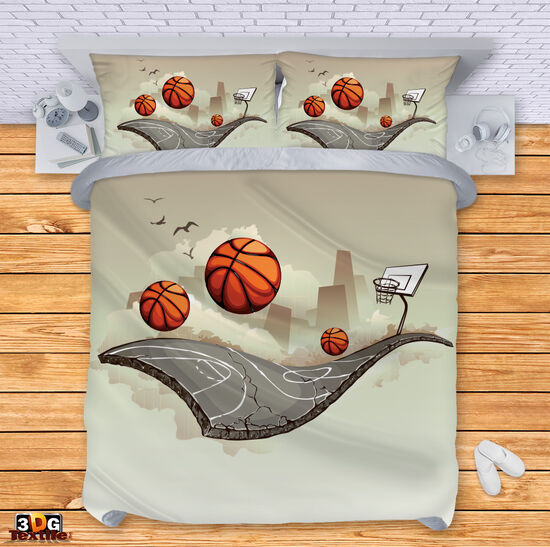 Комплект чаршафи с 3D дигитален дизайн - Баскетболно игрище - Basketball playground