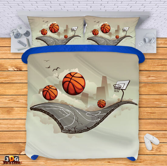Комплект чаршафи с 3D дигитален дизайн -  Баскетболно игрище - Basketball playground 2