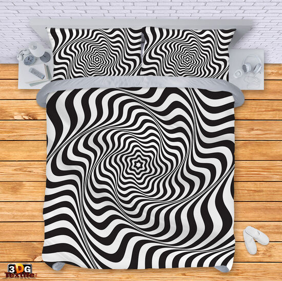 Сет за легло с дигитален принт - Черно-Бяла Илюзия 2 - Black and White Illusion 2
