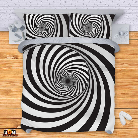 Комплект чаршафи с 3D дигитален принт - Черно-Бяла Илюзия 3 - Black and White Illusion 3