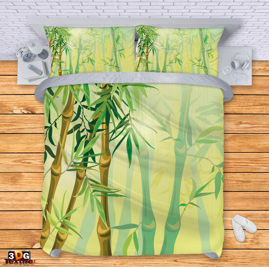 Модерен Сет за легло с принт - Зелен Бамбук 2 - Green Bamboo 2