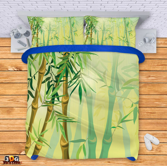 Модерен Сет за легло с принт -  Зелен Бамбук 2 - Green Bamboo 2 2