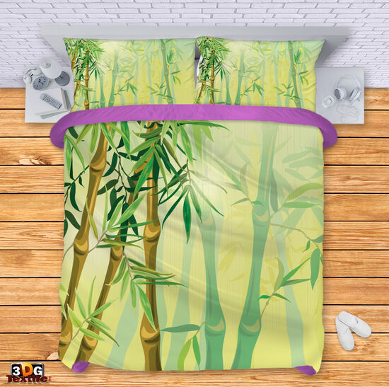 Модерен Сет за легло с принт -  Зелен Бамбук 2 - Green Bamboo 2 4