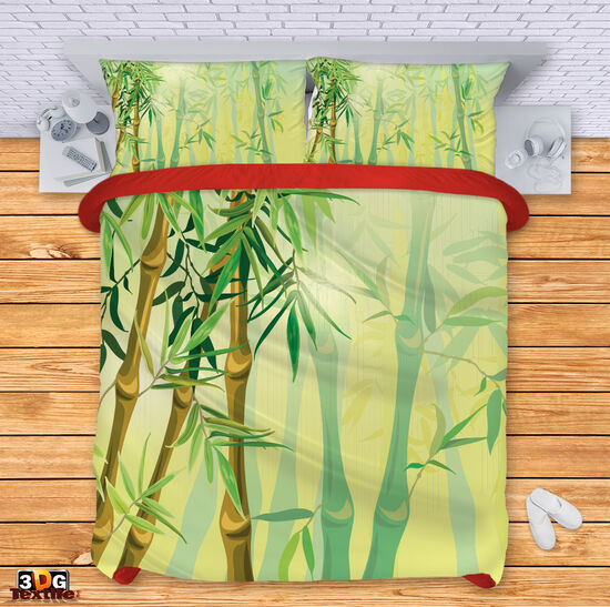 Модерен Сет за легло с принт -  Зелен Бамбук 2 - Green Bamboo 2 5