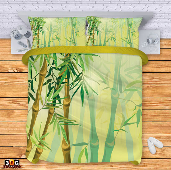 Модерен Сет за легло с принт -  Зелен Бамбук 2 - Green Bamboo 2 6