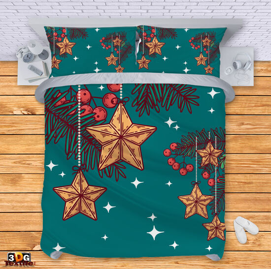 Спален комплект с 3D дигитален принт - Коледа 2020 зелено - Christmas in Green