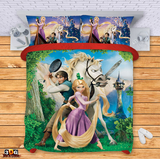 Модерен Комплект чаршафи с принт -  Рапунцел - Tangled 1