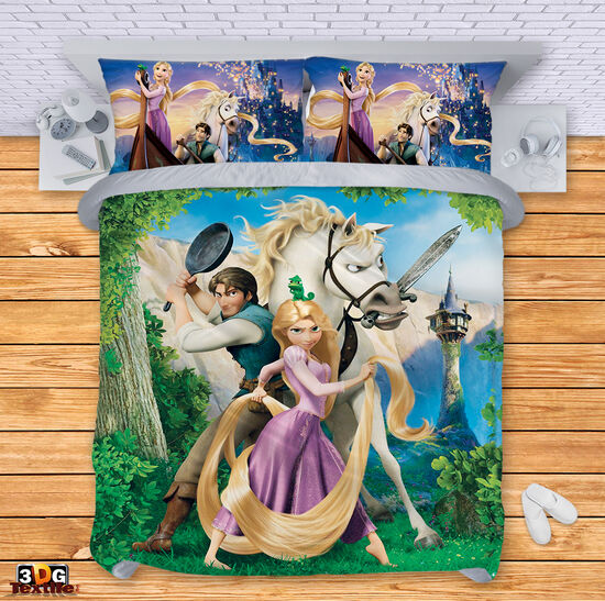 Модерен Комплект чаршафи с принт - Рапунцел - Tangled