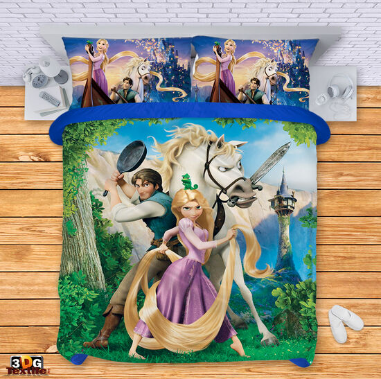 Модерен Комплект чаршафи с принт -  Рапунцел - Tangled 2