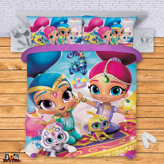 Сет за легло с 3D дигитален дизайн -  Шимър и Шайн - Shimmer and Shine 1