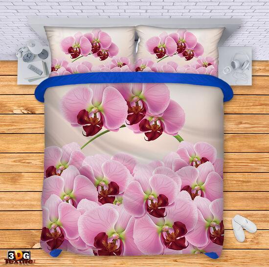 Комплект чаршафи с 3D дигитален дизайн -  Орхидеи 2021 - Orchids 2021 2