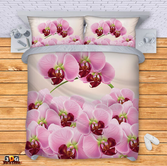 Комплект чаршафи с 3D дигитален дизайн - Орхидеи 2021 - Orchids 2021