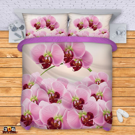 Комплект чаршафи с 3D дигитален дизайн -  Орхидеи 2021 - Orchids 2021 4