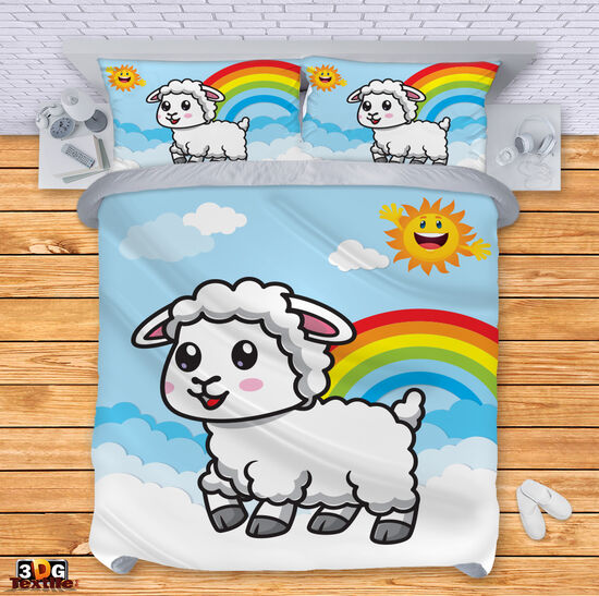 Комплект чаршафи с 3D дигитален дизайн - Агънце - Cute sheep