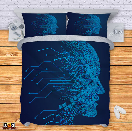Модерен Сет чаршафи с принт - Дигитално лице - Digital face