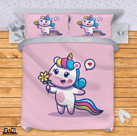 Модерен Спален сет с дигитален принт - Щастлив еднорог - Happy unicorn