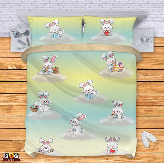 Модерен Сет за легло с дигитален принт -  Великденски зайци - Easter bunnies 3