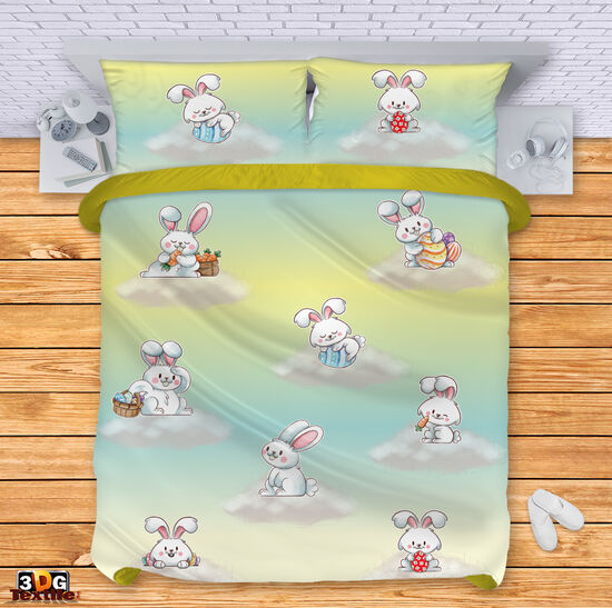 Модерен Сет за легло с дигитален принт -  Великденски зайци - Easter bunnies 1