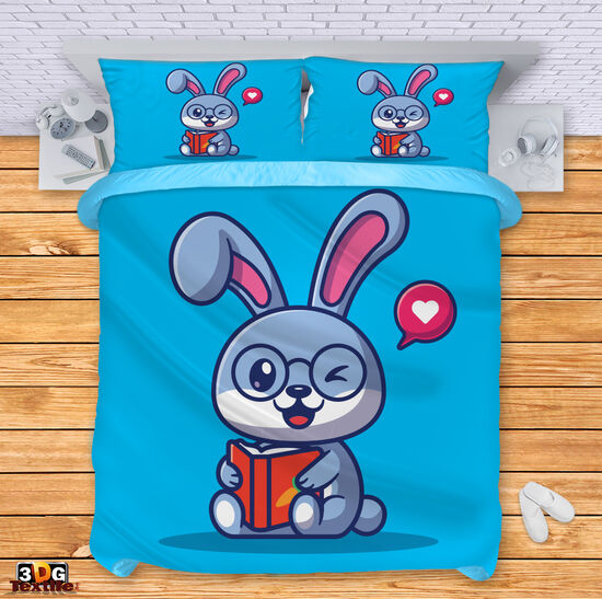 Спален комплект с дигитален принт -  Умен заек - Smart rabbit 1