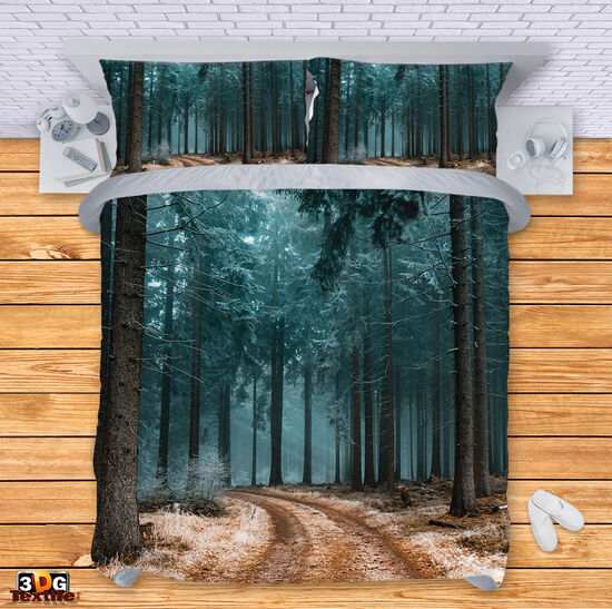 Сет чаршафи с 3D дигитален дизайн - Гора през нощта - Night forest