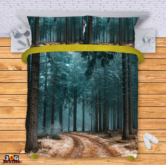 Сет чаршафи с 3D дигитален дизайн -  Гора през нощта - Night forest 1