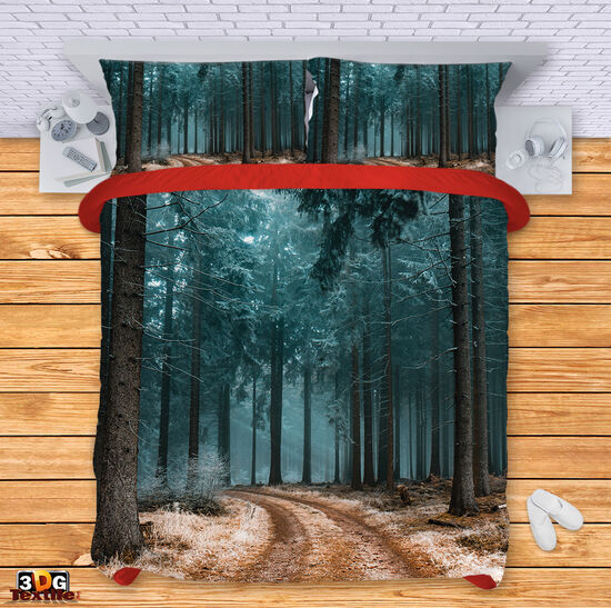 Сет чаршафи с 3D дигитален дизайн -  Гора през нощта - Night forest 2