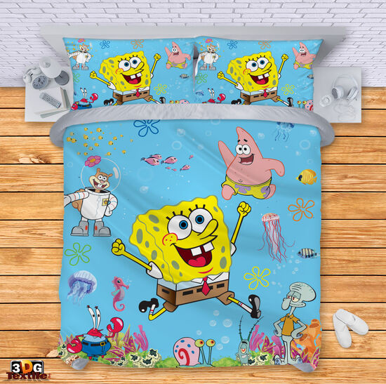 Модерен Комплект чаршафи с принт - Спондж Боб 2022 - Sponge bob 2022