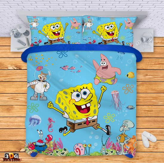 Модерен Комплект чаршафи с принт -  Спондж Боб 2022 - Sponge bob 2022 3