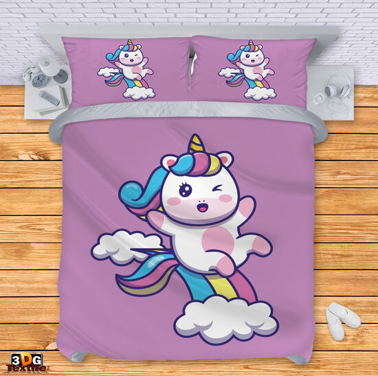 Спален сет с 3D дигитален принт - Лилав Еднорог - Farting Unicorn