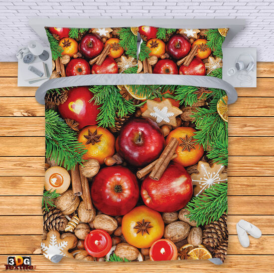 Спален сет с дигитален принт - Коледни плодове - Christmas fruit