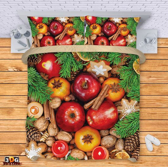 Спален сет с дигитален принт -  Коледни плодове - Christmas fruit 3