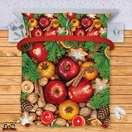 Спален сет с дигитален принт -  Коледни плодове - Christmas fruit 2