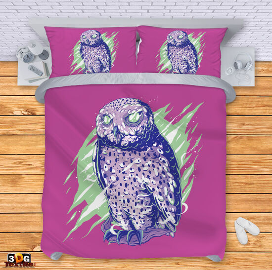 Комплект чаршафи с 3D дигитален дизайн - Сова - Owl