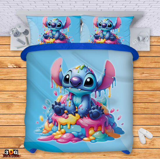 Спален комплект с дигитален принт -  Стич Сладолед син - Stitch Ice cream blue 2