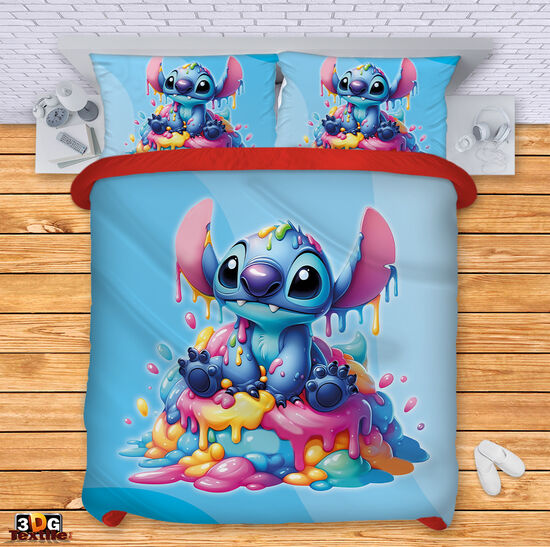 Спален комплект с дигитален принт -  Стич Сладолед син - Stitch Ice cream blue 1