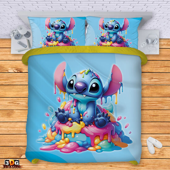 Спален комплект с дигитален принт -  Стич Сладолед син - Stitch Ice cream blue 3