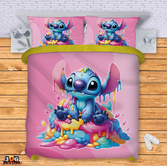 Сет за легло с принт -  Стич Сладолед розов - Stitch Ice cream pink 3