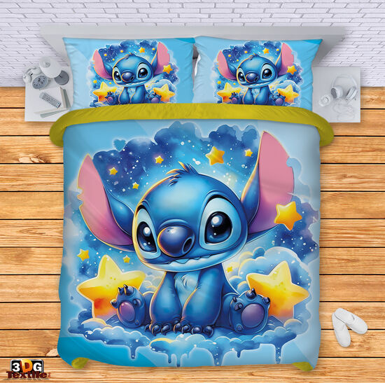 Модерен Комплект чаршафи с дигитален принт -  Стич Нощ син - Stitch Night blue 3