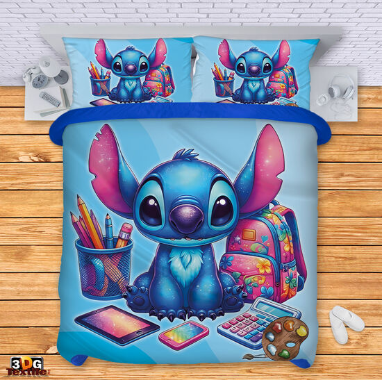 Комплект чаршафи с принт -  Стич Училище син - Stitch School blue 2