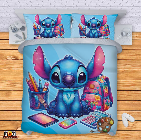 Комплект чаршафи с принт -  Стич Училище син - Stitch School blue