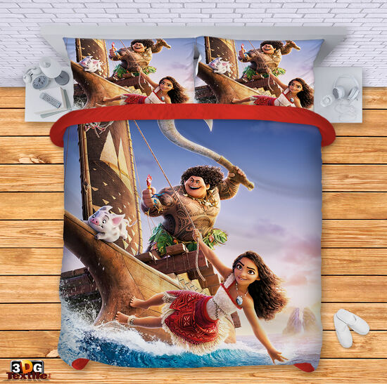 Комплект чаршафи с 3D дигитален дизайн -  Смелата Ваяна 2025 - Moana 2 1