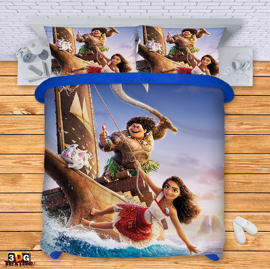 Комплект чаршафи с 3D дигитален дизайн -  Смелата Ваяна 2025 - Moana 2 2