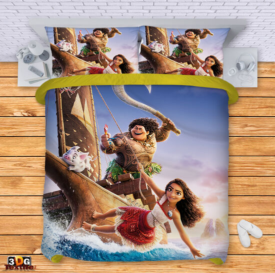 Комплект чаршафи с 3D дигитален дизайн -  Смелата Ваяна 2025 - Moana 2 3
