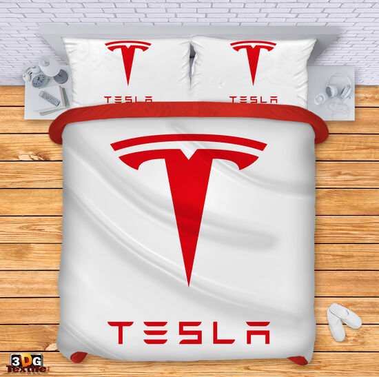 Модерен Сет чаршафи с принт -  Тесла бял - Tesla white 1