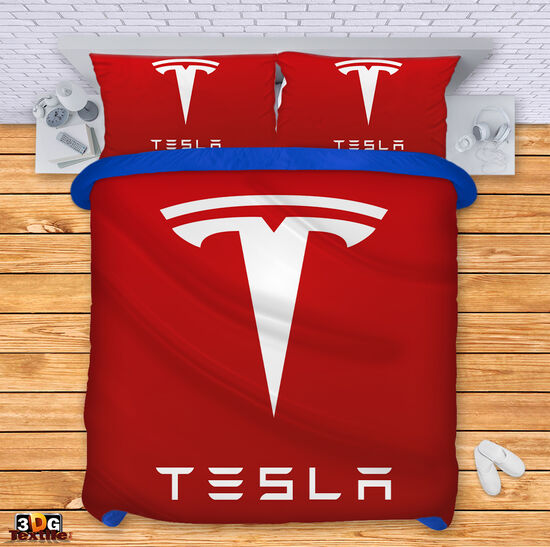 Модерен Сет чаршафи с принт - Тесла червен - Tesla red 2