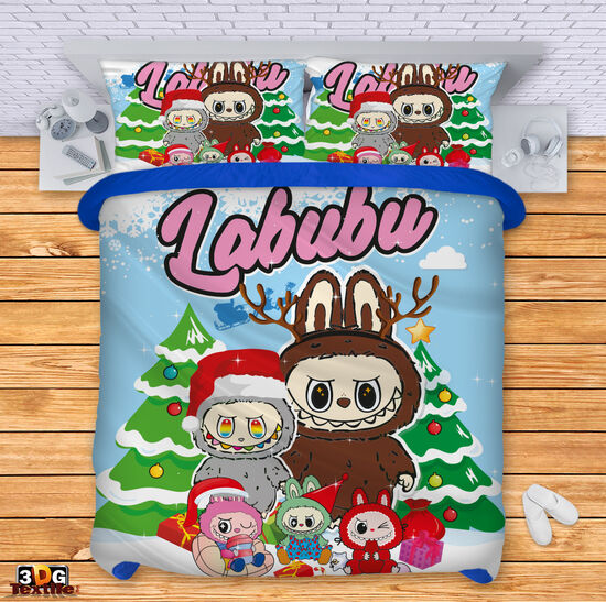 Спален сет с 3D дигитален дизайн - Лабубу Коледа - Labubu Christmas 2