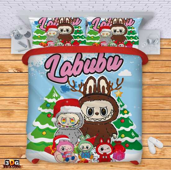 Спален сет с 3D дигитален дизайн - Лабубу Коледа - Labubu Christmas 1